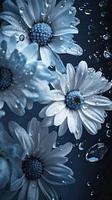 hermosa blanco flores con azul fondo, generar ai foto