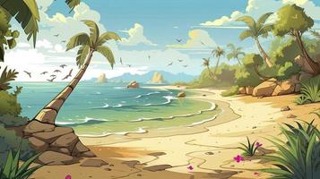 beach cartoon background wallpaper, generat ai photo