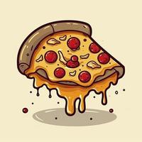 Pizza slice melted cartoon icon illustration food object icon concept isolated, generat ai photo