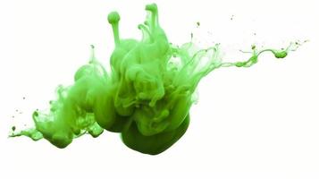 Green water color drop splash diffuse on white background, generat ai photo