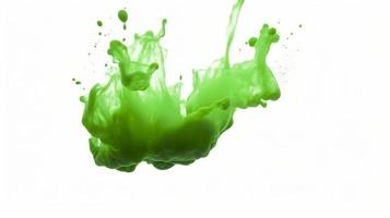 Green water color drop splash diffuse on white background, generat ai photo