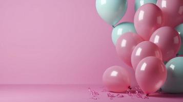 Pink balloons with copy space, generat ai photo