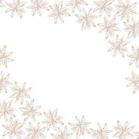 Double sided Abstract corner frame contour drawing of dry star anise. Herbs And Spices Day. Isolate. vector