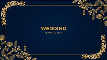 golden wedding frame vector