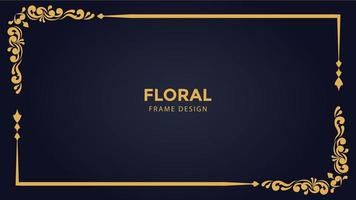 floral gold frame vector