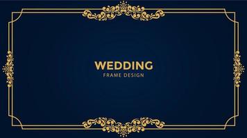 golden wedding frame vector