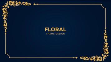 floral gold frame vector