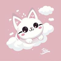 Baby cat on the cloud, generat ai photo