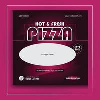 vector food menu and delicious pizza social media banner template