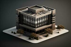 3d edificio estructura en un superficie, 3d real inmuebles concepto generado por ai obra de arte foto
