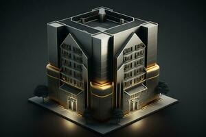 3D building Structure on a Surface, 3d real estate concept  AI-generated artwork photo