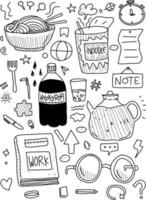 eat and work doodle hand drawn vector