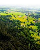 Aerial view Lithuanian nature landscapes. Forest and green landscape in Lithuania countryside. Greenery in Baltics. Lithuania. Siauliai photo