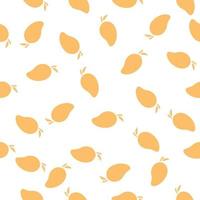 Flat mango fruit seamless pattern. Tropical fruits seamless pattern. Colorful vector summer seamless pattern with fruits illustration