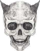 Art surreal devil skull. Hand drawing and make graphic vector. vector
