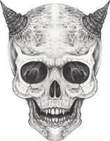 Art surreal devil skull. Hand drawing and make graphic vector. vector