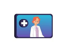 Horizontal mobile screen with doctor character image flat style vector