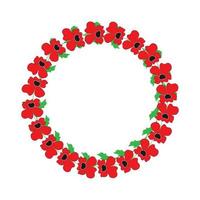 vector illustration round frame wreath of red stylized poppies