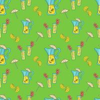 vector illustration seamless pattern of lemonade on green background