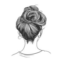 Woman's messy bun hairstyle from behind vector