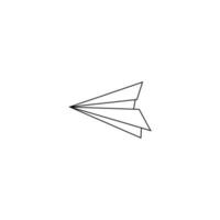 Vector hand drawn paper airplane origami figure. Doodle line art drawing on a white background.