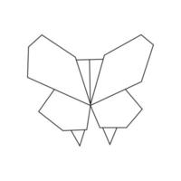 Vector hand drawn origami figure in the shape of a butterfly. Doodle line art drawing on a white background.