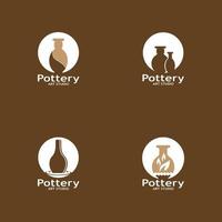 Pottery Art Studio Logo Vector Template Illustration