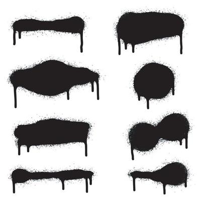 Set of graffiti Spray painted lines and Drips Black ink splatters isolated on white background. vector illustration.
