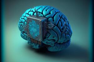 Human brain with neural interface.Artificial intelligence concept. photo