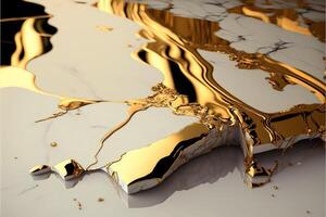 Abstract texture black white and golden liquid marble. Liquid abstract texture. . photo