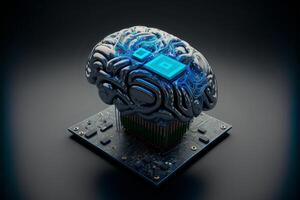 humano cerebro con neural interfaz.artificial inteligencia concepto.ai generado. foto