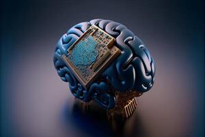 humano cerebro con neural interfaz.artificial inteligencia concepto.ai generado. foto