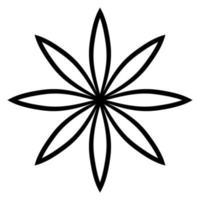 Black outline flower mandala. Doodle round decorative element for coloring book isolated on white background. Floral geometric circle. vector