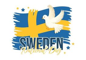 Sweden National Day Vector Illustration on 6 June Celebration with Swedish Flag in Flat Cartoon Hand Drawn for Web Banner or Landing Page Templates