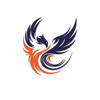 Abstract Phoenix Bird Logo Design with Stylish Lines Art Graphic Style. vector