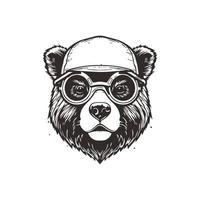 Bear mascot logo wearing glasses. Graphic Design Template vector