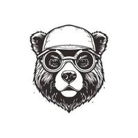 oso mascota logo vistiendo lentes. gráfico diseño modelo vector