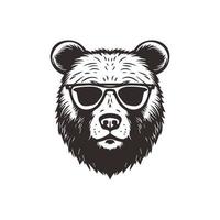 Bear mascot logo wearing glasses. Graphic Design Template vector