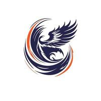 Abstract Phoenix Bird Logo Design with Stylish Lines Art Graphic Style. vector