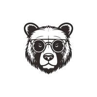 Bear mascot logo wearing glasses. Graphic Design Template vector