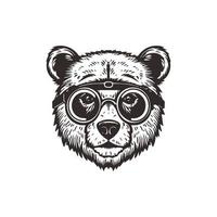 oso mascota logo vistiendo lentes. gráfico diseño modelo vector
