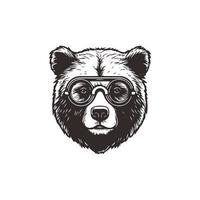 Bear mascot logo wearing glasses. Graphic Design Template vector