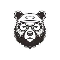 Bear mascot logo wearing glasses. Graphic Design Template vector