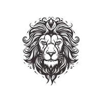 Abstract Lion Head Logo Design with Line Art Graphic Style. vector