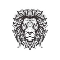 Abstract Lion Head Logo Design with Line Art Graphic Style. vector