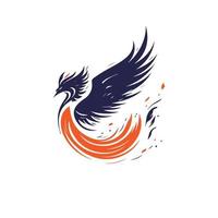 Abstract Phoenix Bird Logo Design with Stylish Lines Art Graphic Style. vector