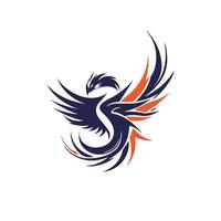 Abstract Phoenix Bird Logo Design with Stylish Lines Art Graphic Style. vector