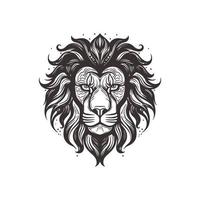 Abstract Lion Head Logo Design with Line Art Graphic Style. vector