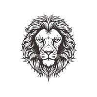 Abstract Lion Head Logo Design with Line Art Graphic Style. vector