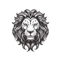 Abstract Lion Head Logo Design with Line Art Graphic Style. vector